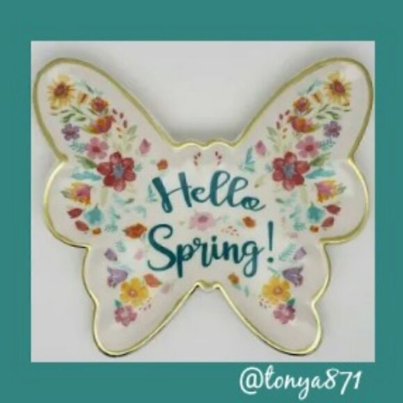 🦋 New Pioneer Woman Floral Ceramic Butterfly Trinket Tray - Picture 3 of 6